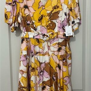 Nine West Floral Dress in Yellow, Pink, and Brown